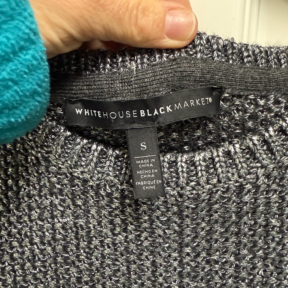White House Black Market Silver Charcoal Sweater - Picture 6 of 6